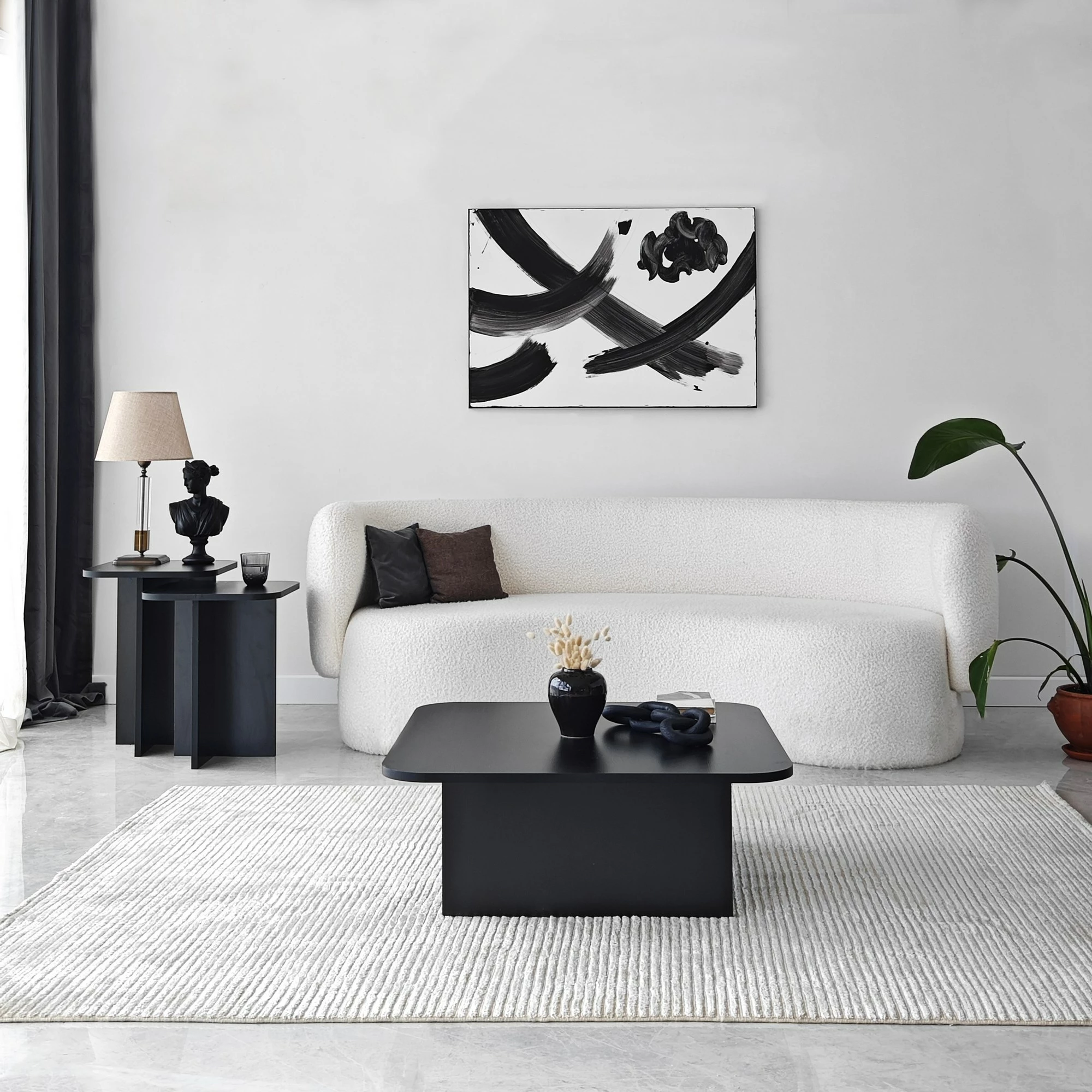 Set tavolinash kafeje Hanah Home, ngjyrë e zezë, Blues