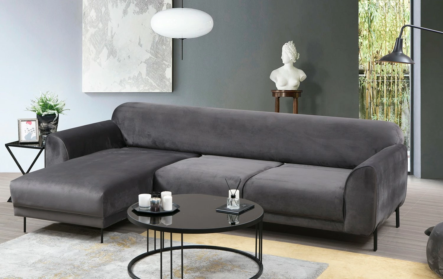 Kënd divan-krevat Atelier del Sofa, këndi majtas, anthracite