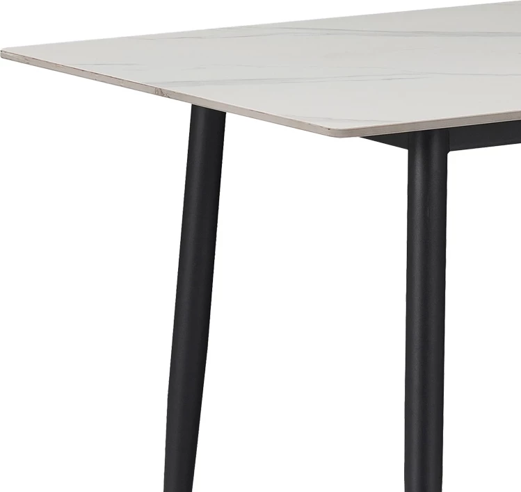 Set tavoline me karrige Gustas-Luciano I, gur i sinterizuar mermeri i bardhë, material kadife, 5 copë, 120x60x75cm