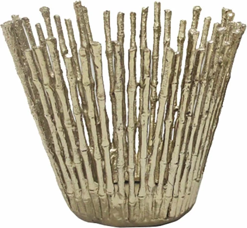 Vazo REED, alumin, ngjyrë ari antik, 28x28x24 cm