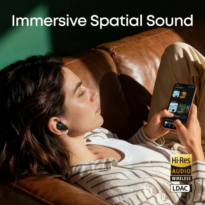 Kufje wireless ANKER Soundcore Liberty Buds D1200G11, ANC adaptiv, 30h, IP55, LDAC, të zeza, set me kuti karikimi