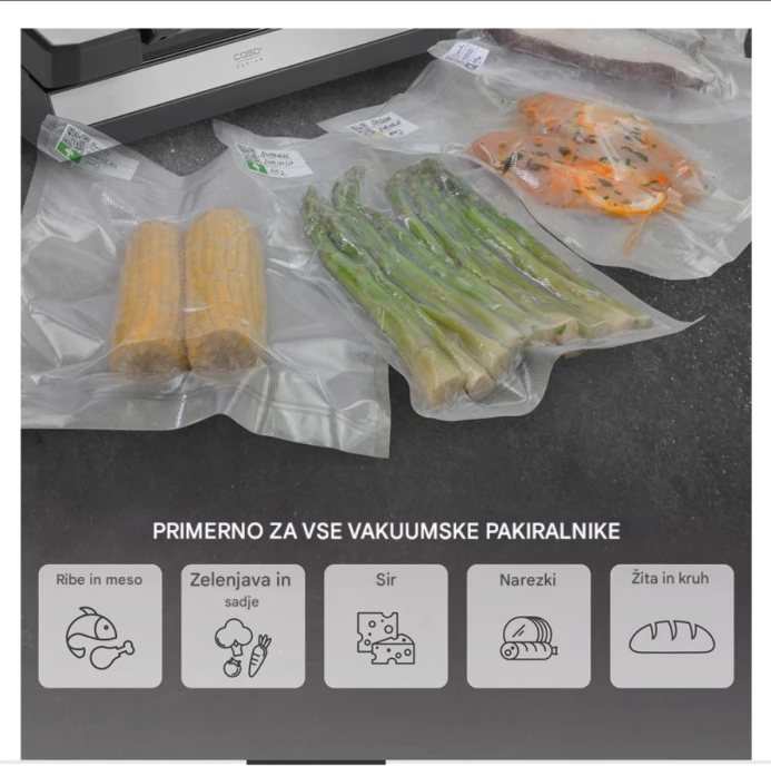 Qese vakumi CASO 1201, 16x23 cm, 150 µm, 50 copë, transparente