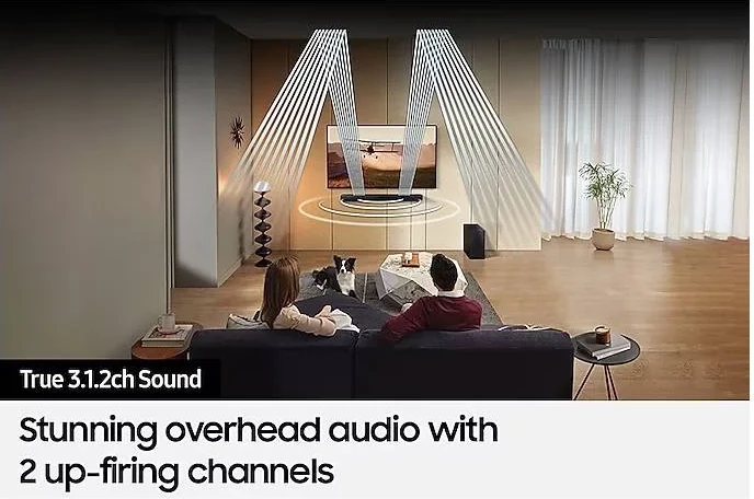 Soundbar, Samsung HW-Q600C, 3.1.2 kanale, Dolby Atmos & DTS:X, subwoofer pa kabllo, e zezë