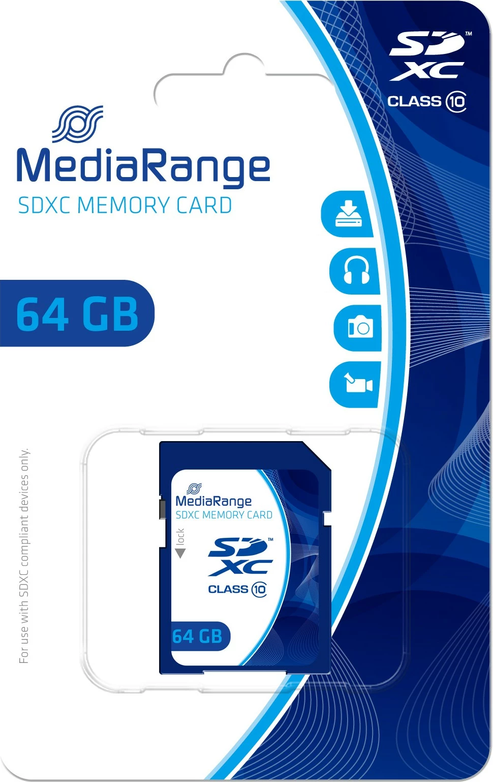 Kartelë SDXC MediaRange MR965, 64GB, Class 10, kaltër