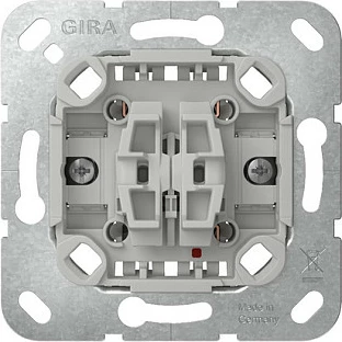 Ndërprerës muri GIRA 310500, rocker switch 2P, 10A/240V, me LED, krom/gri