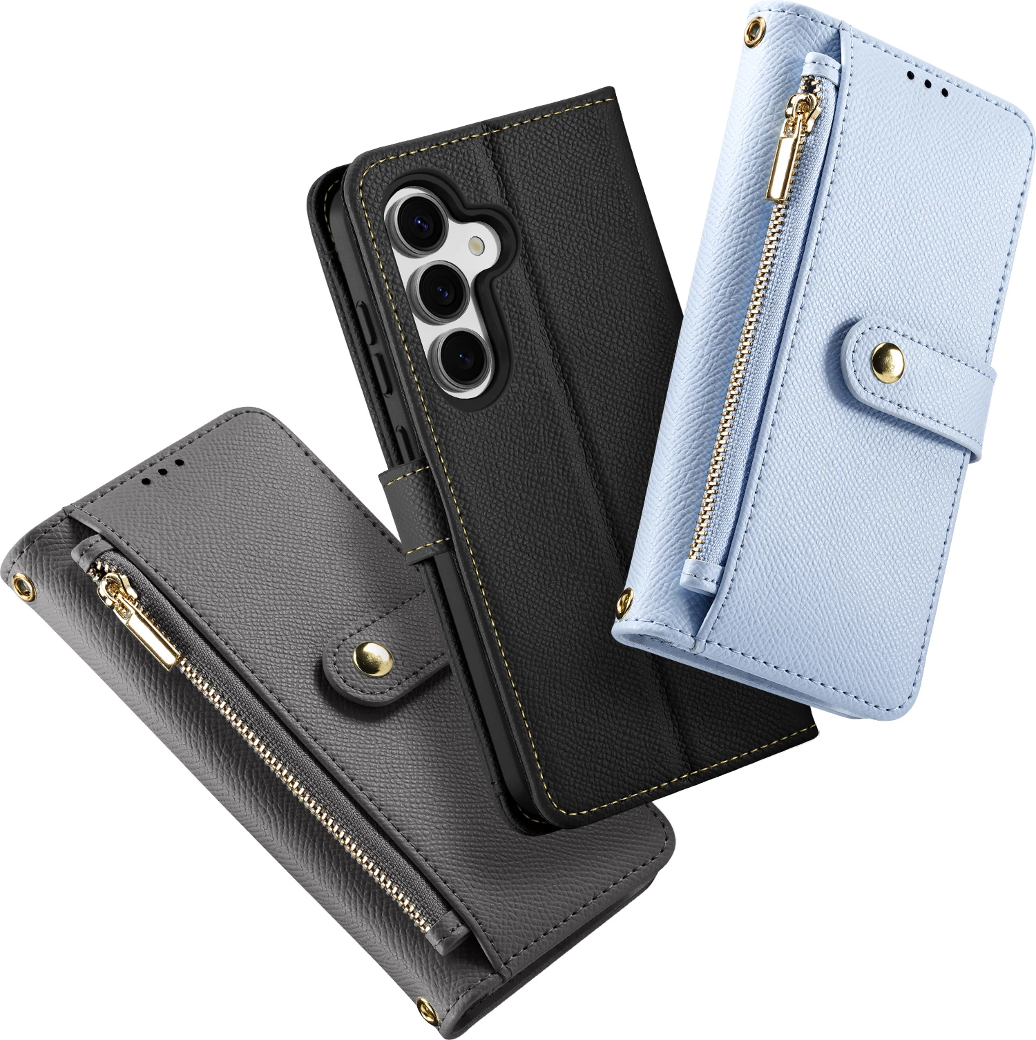 Mbështjellës Dux Ducis Lawa për Samsung Galaxy S25+, lëkurë, me portofol magnetik, i zi