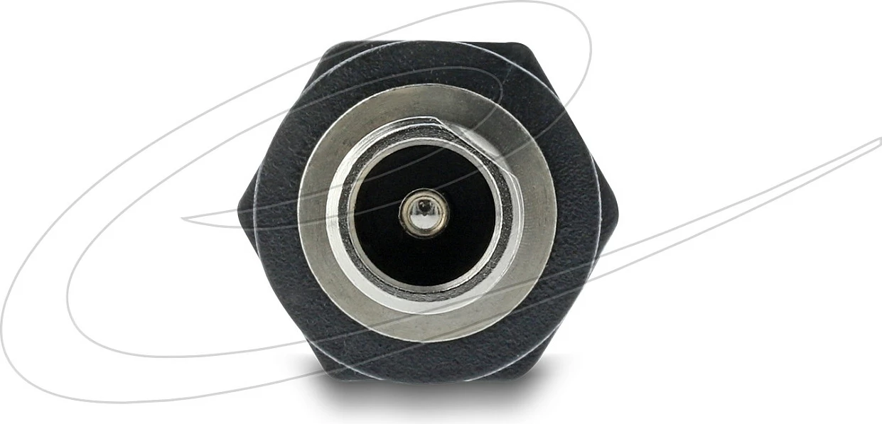 Adapter DC DeLOCK 90942, 5.5 x 2.1 mm, femër-femër, këndor, i zi
