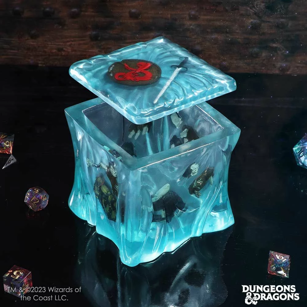 Kuti zarash NEMESIS NOW Dungeons & Dragons Gelatinous Cube, rrëshirë, e pikturuar me dorë, e licencuar zyrtarisht, transparente blu