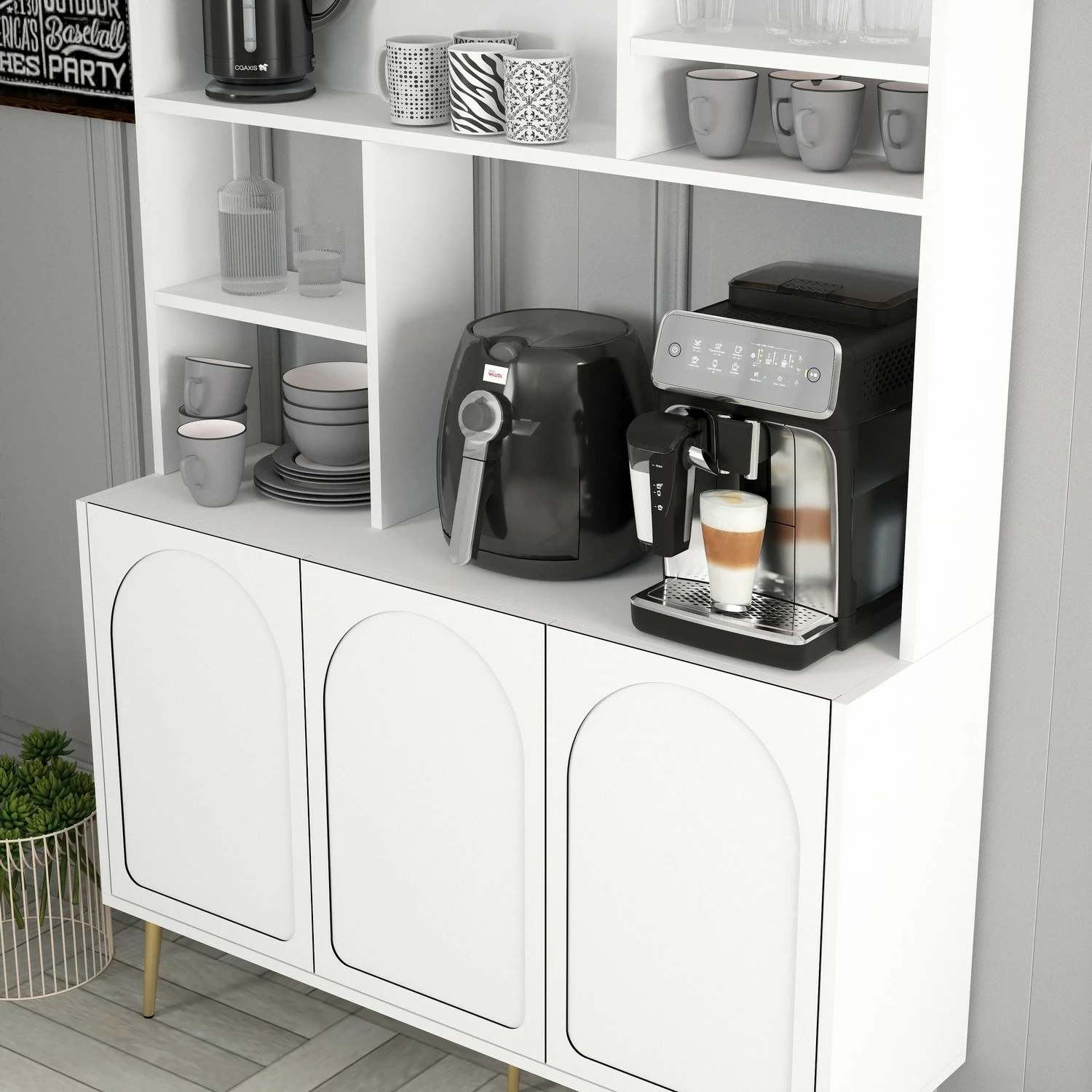 Dollap për kafe, Skye Decor Lyon 120, i bardhë, i artë