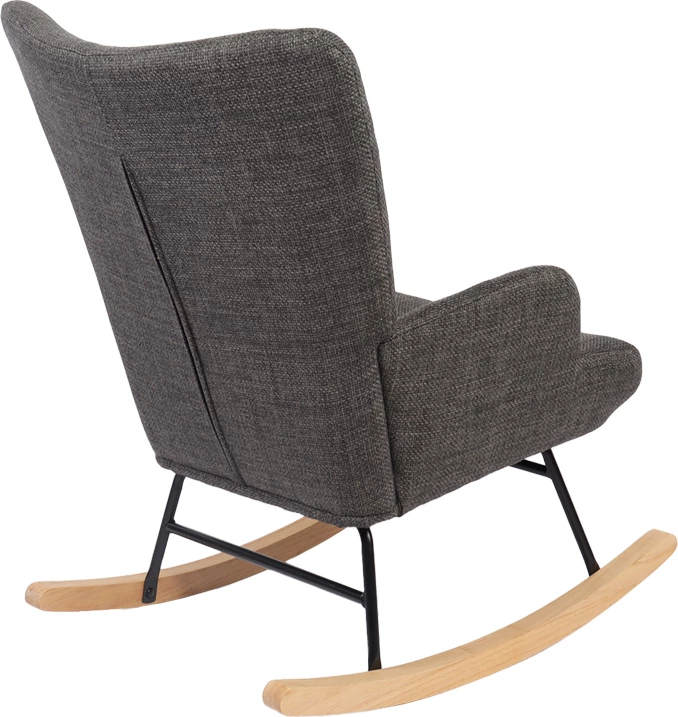 Karrige lëkundëse Jianna, material tekstili ngjyrë gri e errët, këmbë natyrale, 79x64x89cm