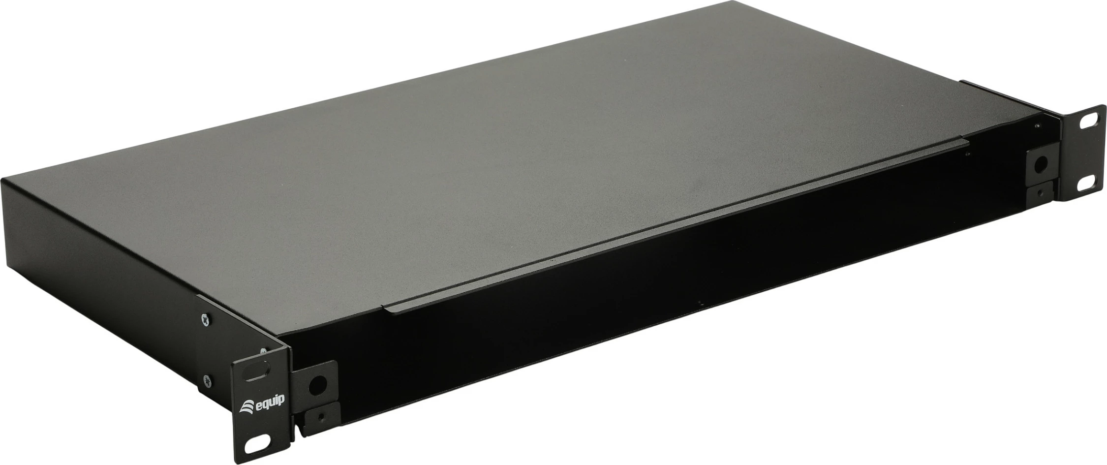 Kuti fiber optike rack 19" EQUIP Space-Box, pa panel, çelik, 1U, e zezë