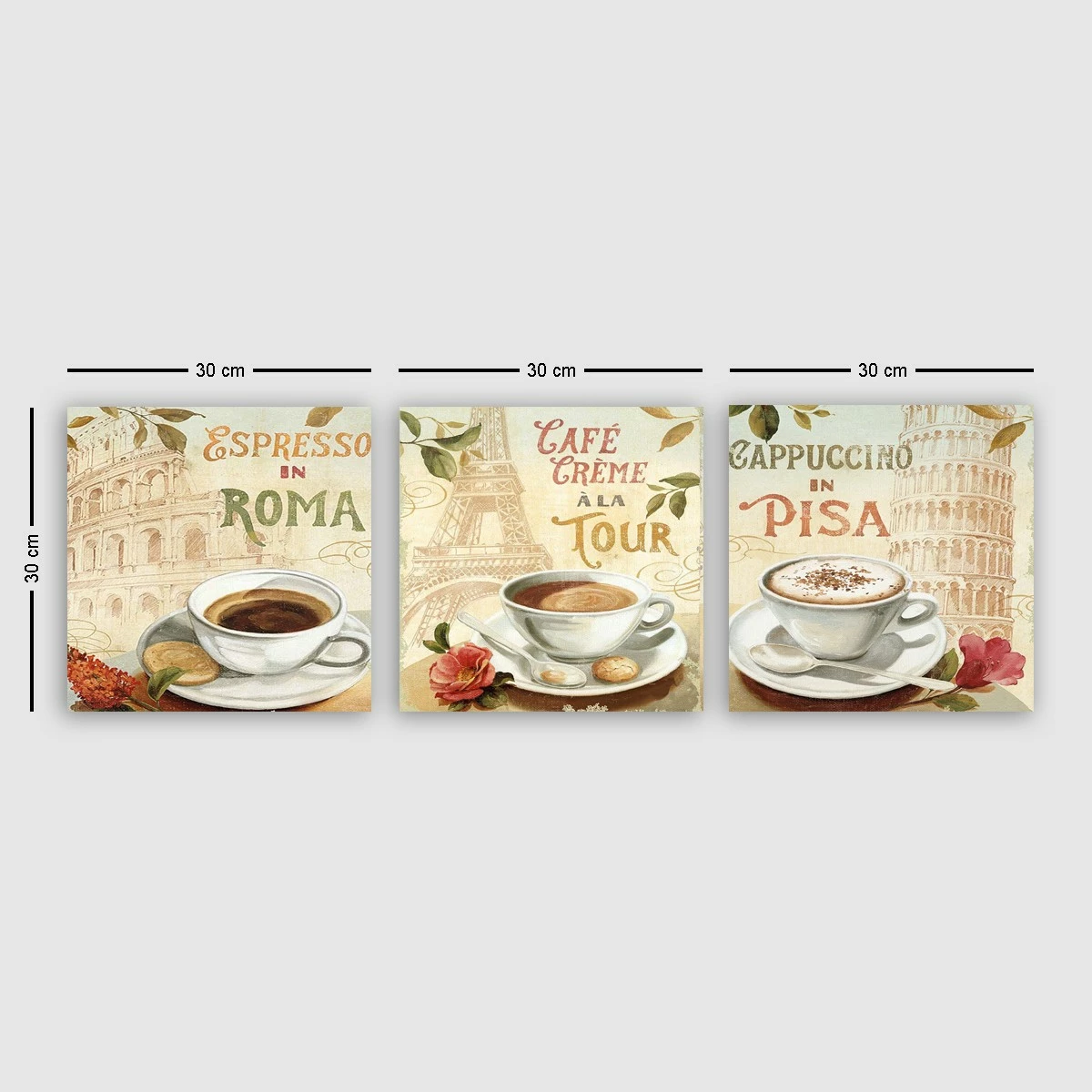 Set pikturash dekorative në kanavacë, 3 copë, Wallity, drprc9017