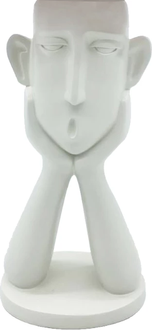 Vazo dekorative ROMANCE, figurë, polirezine, e bardhë, 13x9x26 cm