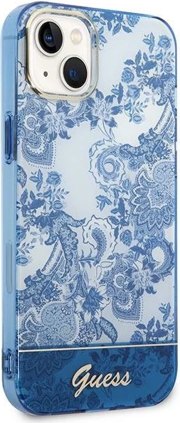 Mbështjellës Guess Porcelain Collection për iPhone 14 Plus 6.7", Kaltër