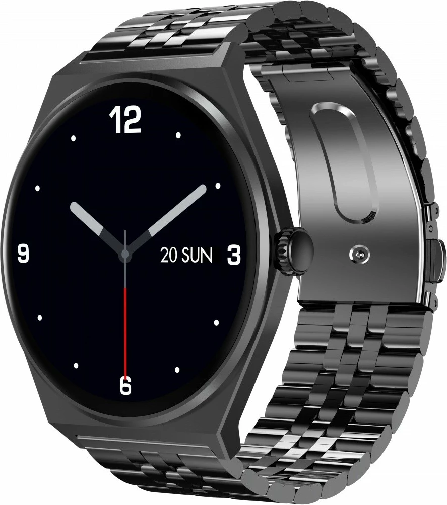 Smartwatch EcoWatch EW05, 1.43'' AMOLED, 200 mAh, i zi, set me rrip silikoni dhe metalik