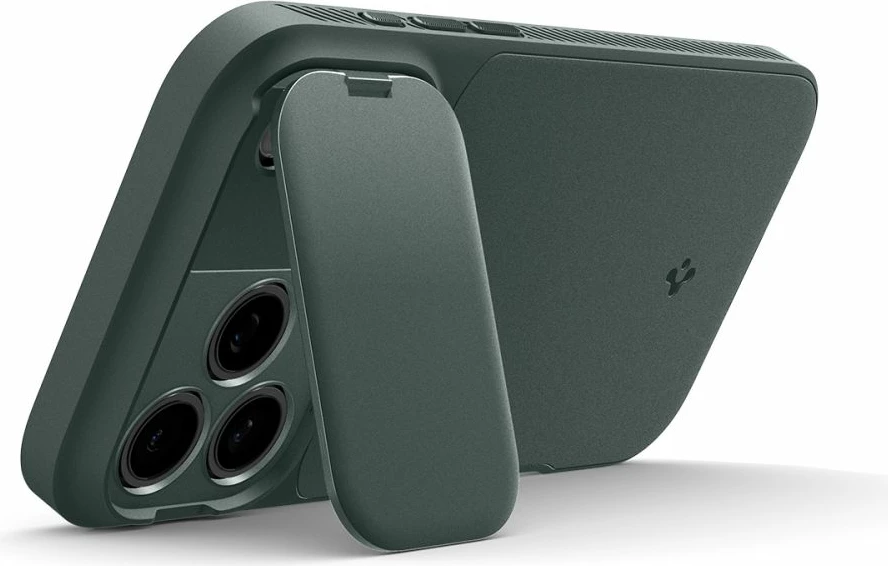 Mbështjellës Spigen Optik Armor MagSafe për iPhone 17 Pro/17 Pro Max, TPU+PC, mbrojtës kamere me slider, e gjelbër