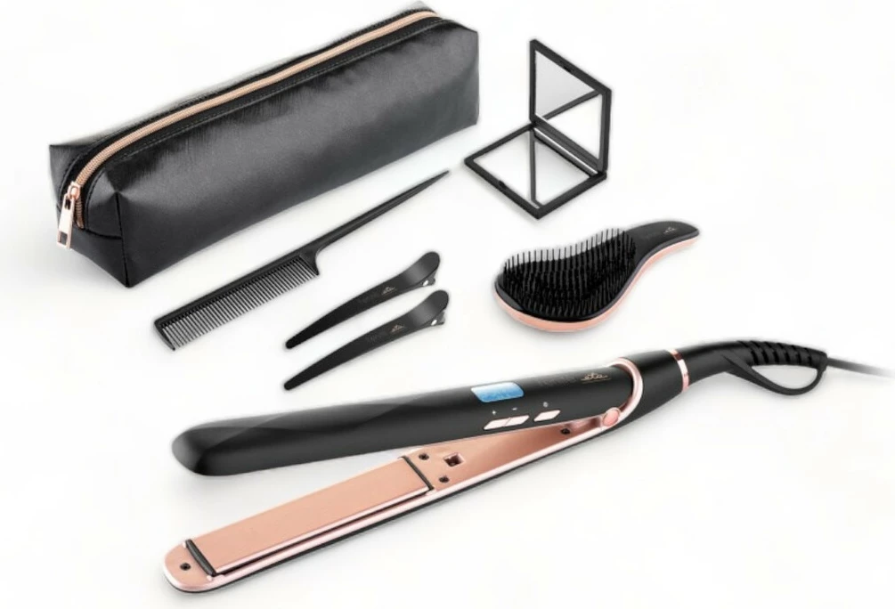 Drejtuese Flokësh Set Dhurate Çante, Furçë, Krehër dhe Pasqyrë ETA FENITÉ BLACK EDITION 933690010