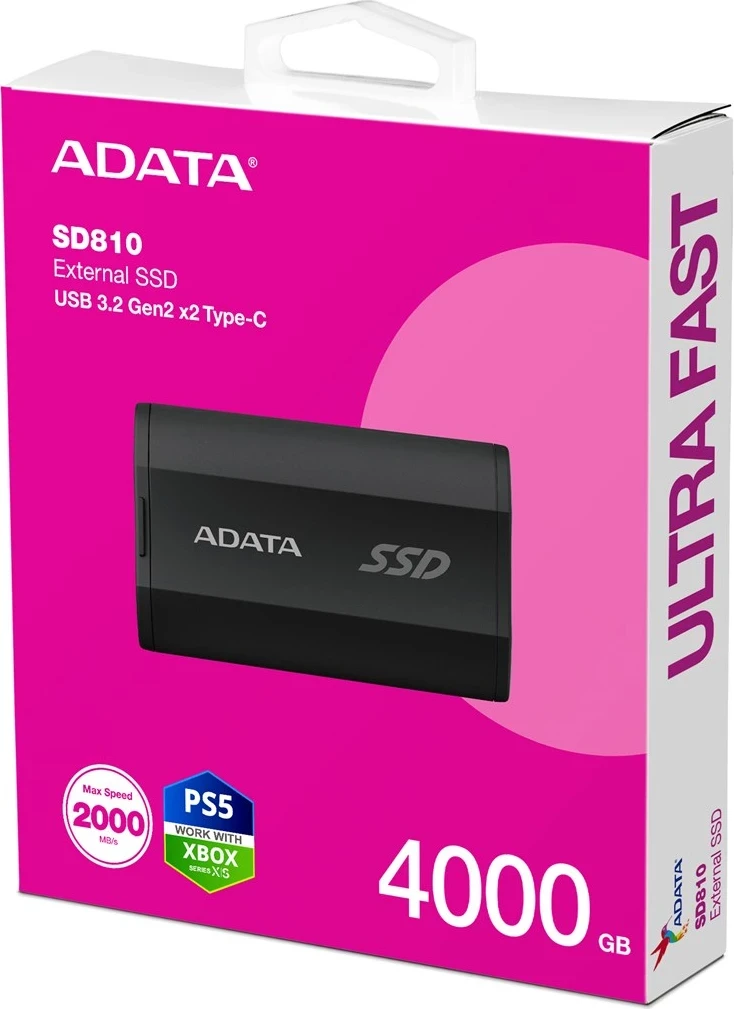 Hardisk i jashtëm ADATA SD810 4 TB, i zi