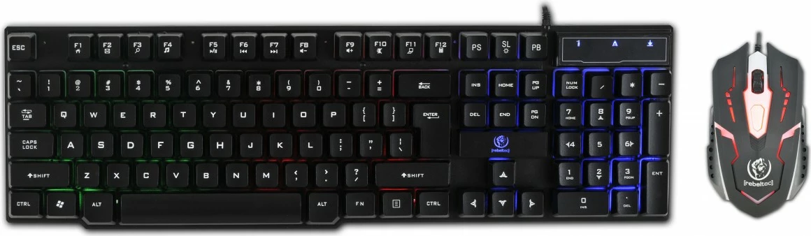 Set gaming tastierë dhe maus Rebeltec OPPRESSOR, me ndriçim, USB, e zezë/argjendtë