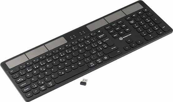 Tastierë wireless Powerton SolarSlim WPKBSS-B CZSK, me karikim solar, layout CZ+SK, me numpad, e zezë