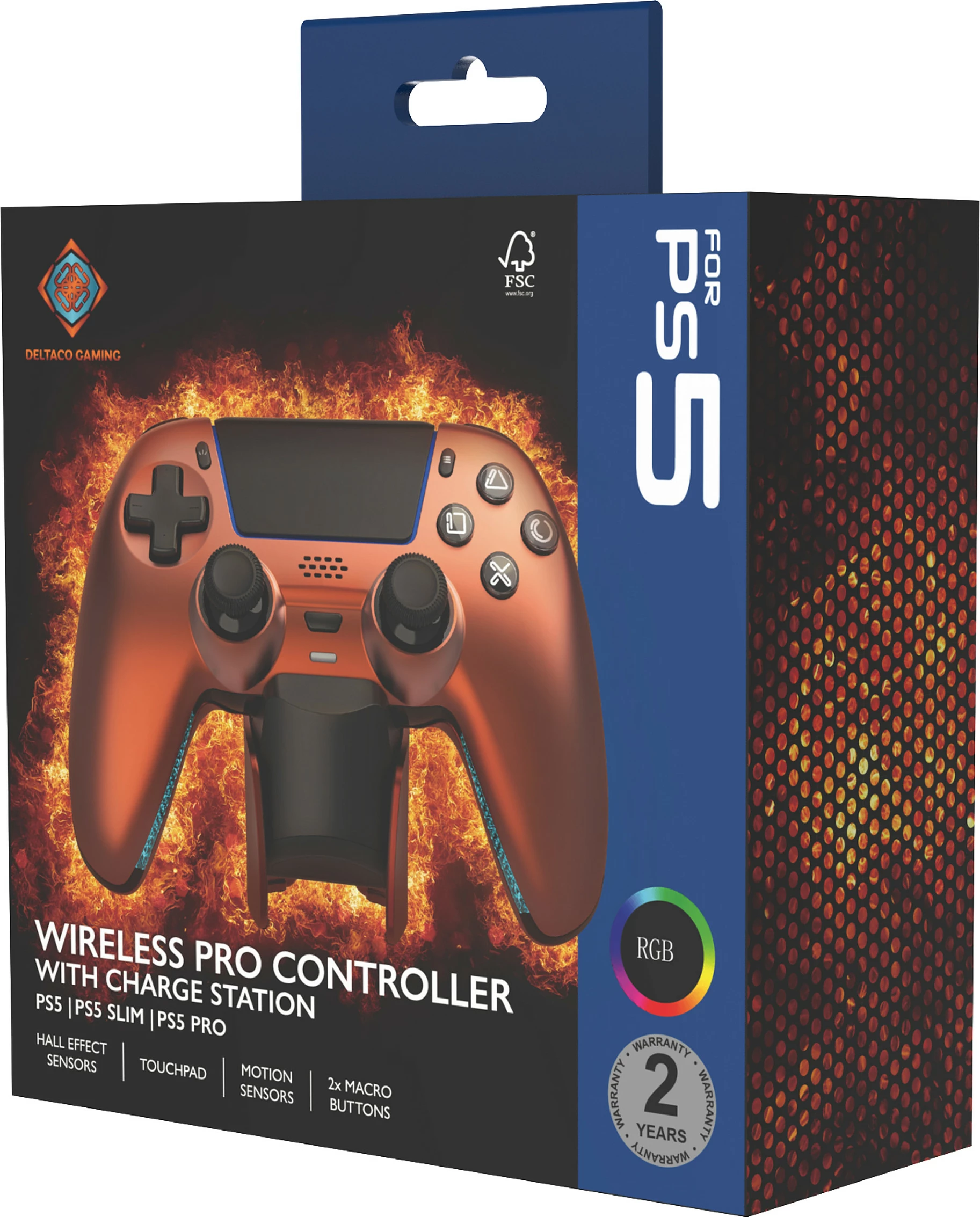 Gamepad Deltaco Gaming GAM-199-ORANGECOPPER, Bluetooth/USB-C, për PS5/PC/Android/iOS, Copper Orange