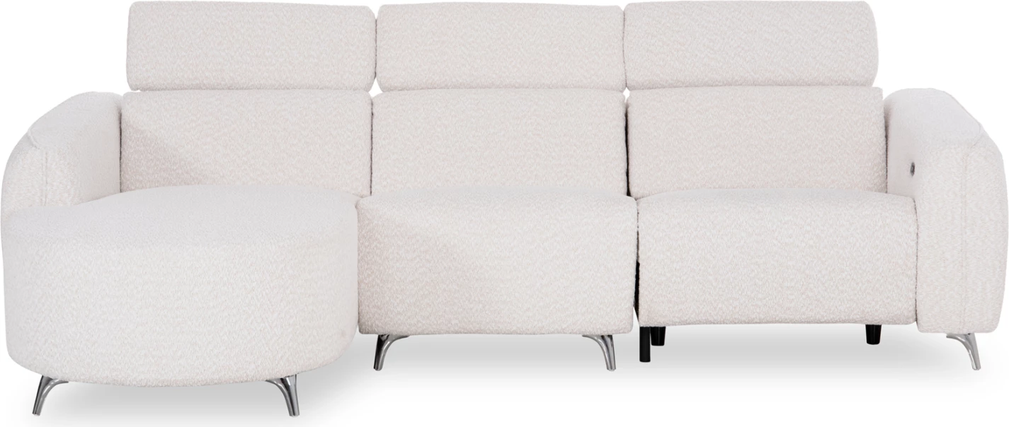 Këndore e majtë treshe me recline Valente, material teddy bezhë, CD3317.02L, 275x160x104cm