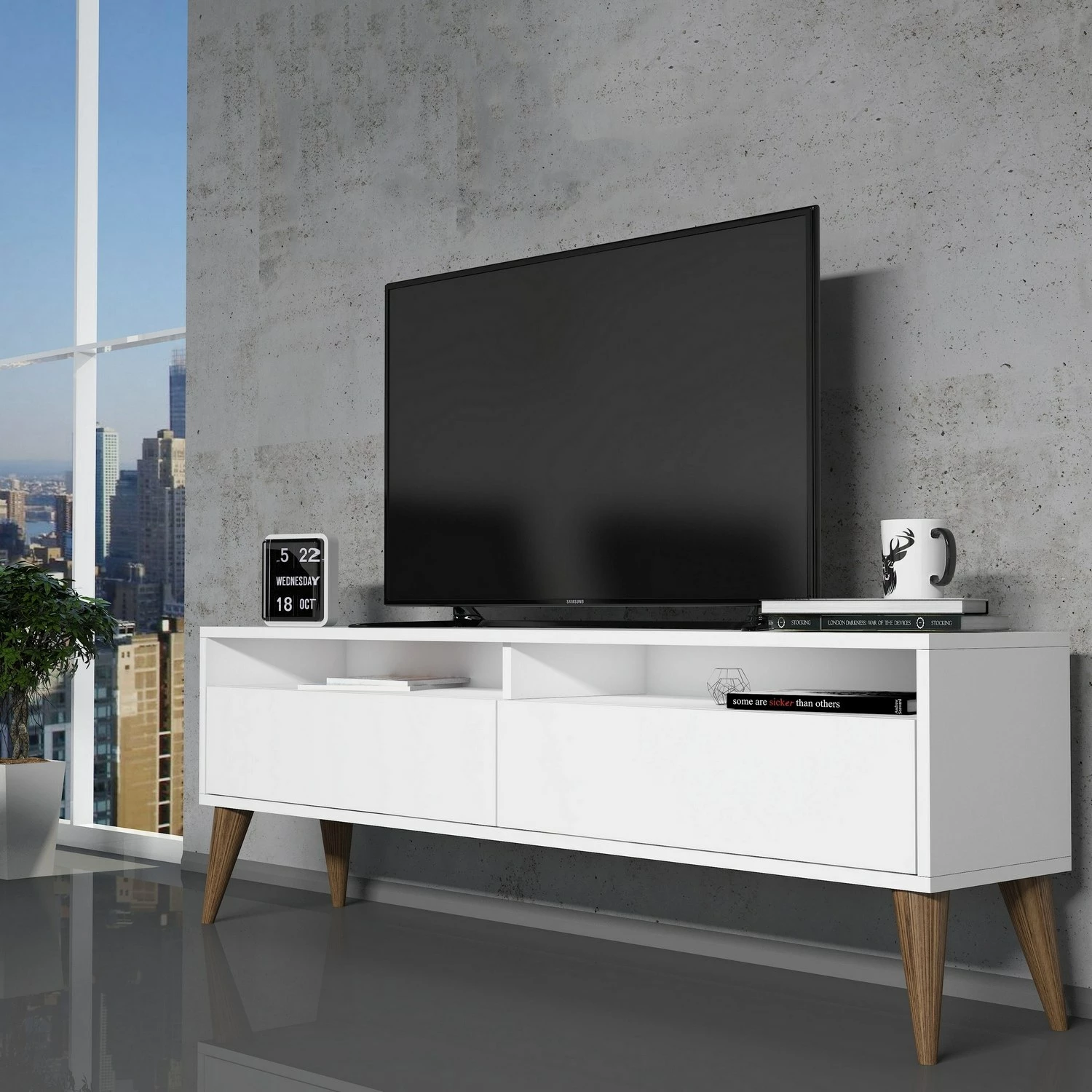 Komodë për TV Hanah Home, Best 2, e bardhë