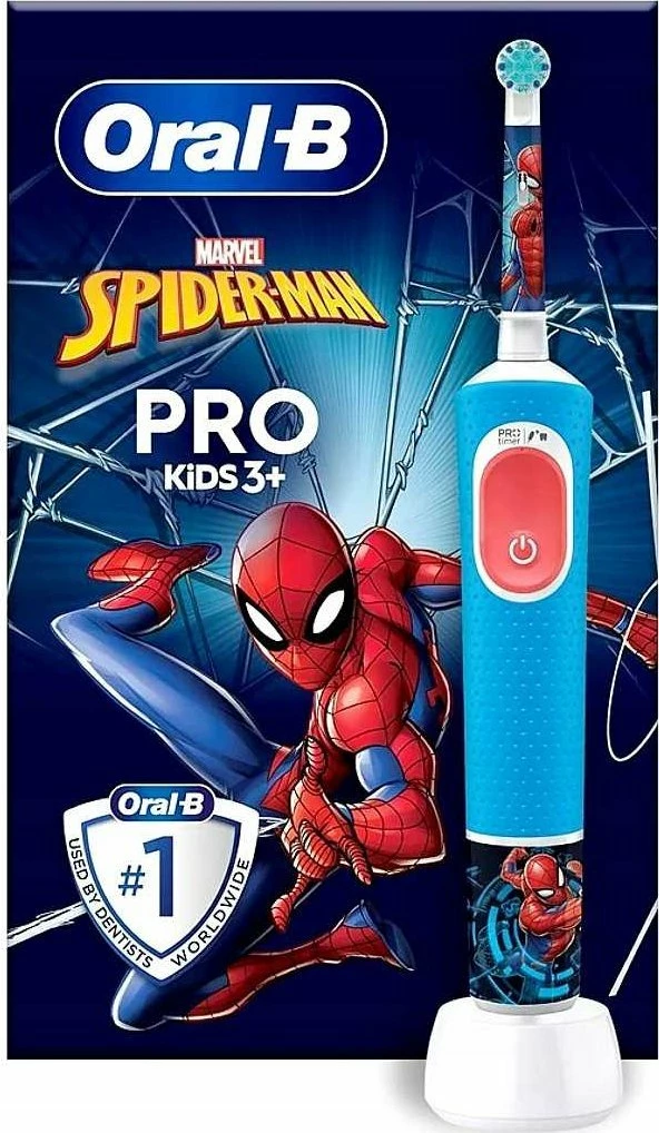 Furçë dhëmbësh elektrike Oral-B Vitality Pro Kids 103 Spiderman, 2 mënyra, me bateri, 1 kokë, Blu
