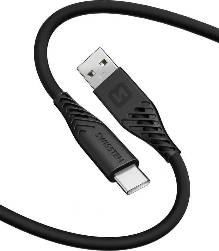 Kabllo karikuese USB në USB-C Swissten, 60W, 1.5m, e zezë