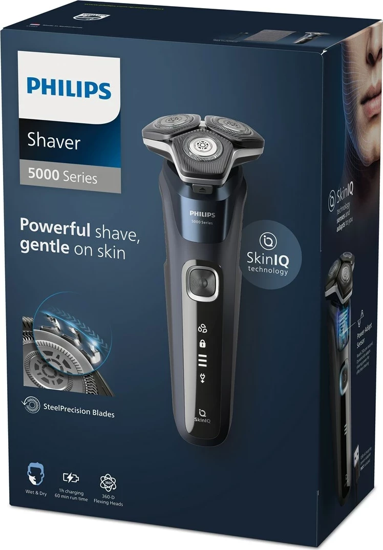Makinë rroje Philips SHAVER Series 5000 S5885/10, me trimmer, e zezë/blu