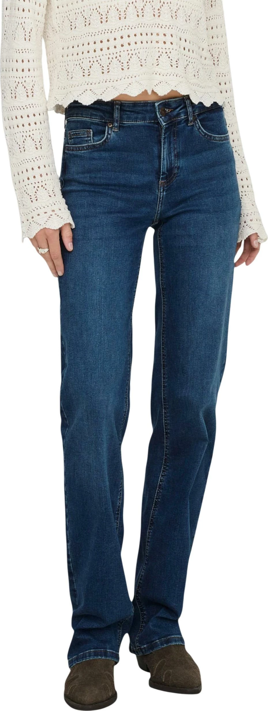 Xhinse për femra Only ONLBLUSH MID STRAIGHT DNM TAI021, denim e errët