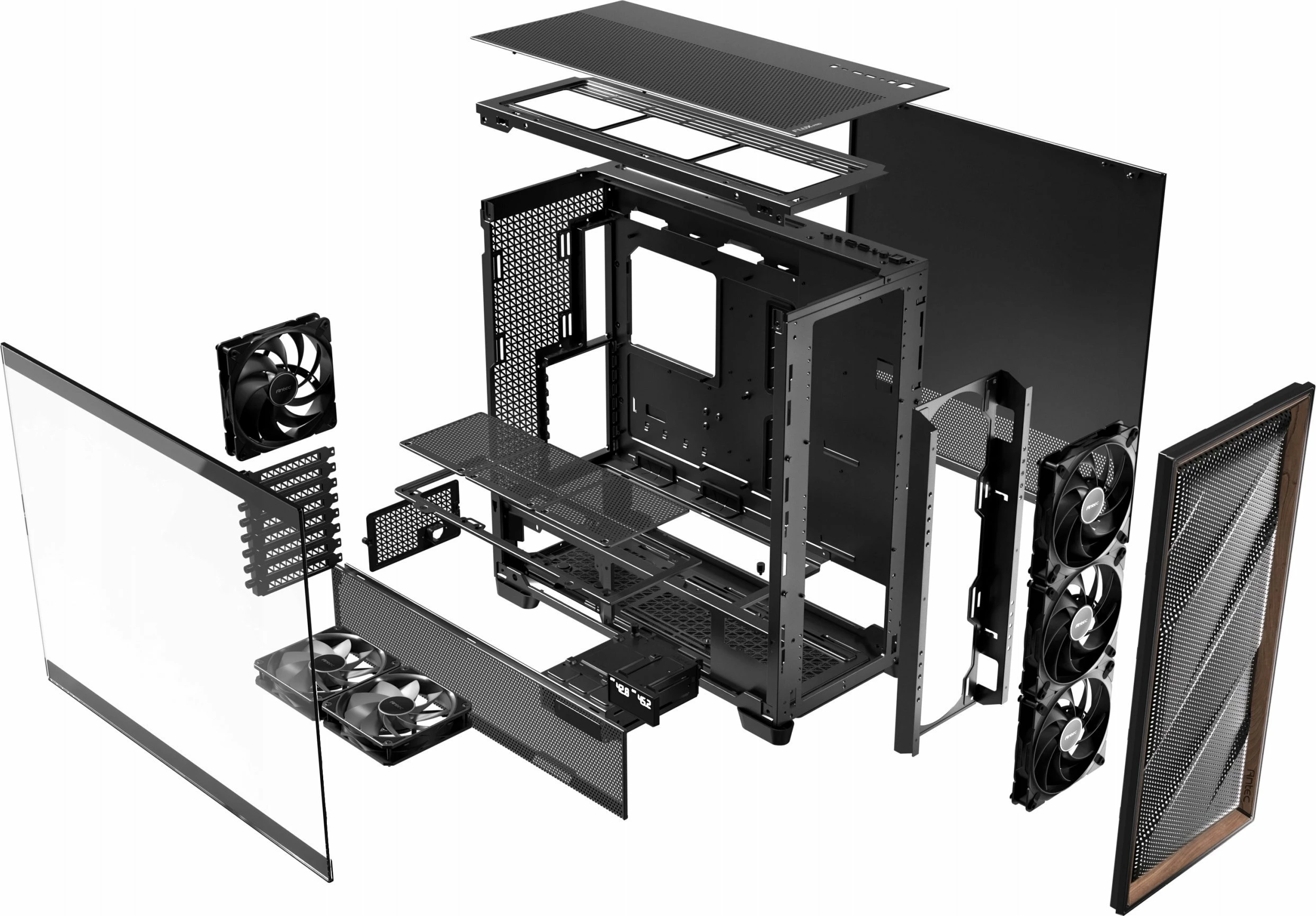 Kasë Antec Flux Pro Full Tower ATX/eATX, me xham të temperuar, USB-C, pa PSU, e zezë