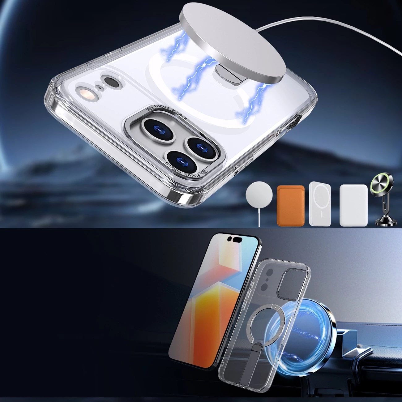 Mbështjellës, Hurtel Hybrid Armor X, për Samsung Galaxy S26, me MagSafe dhe stand 360°, transparent