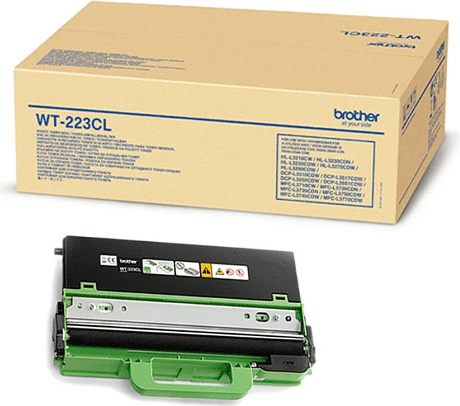 Kontejner mbeturine Toner Brother WT-223CL, kapacitet 50,000 faqe, për HL-L3210CW/HL-L3230CDW/HL-L3270CDW/HL-L3290CDW dhe MFC-L3710CW/MFC-L3750CDW/MFC-L3770CDW, zi/jeshile