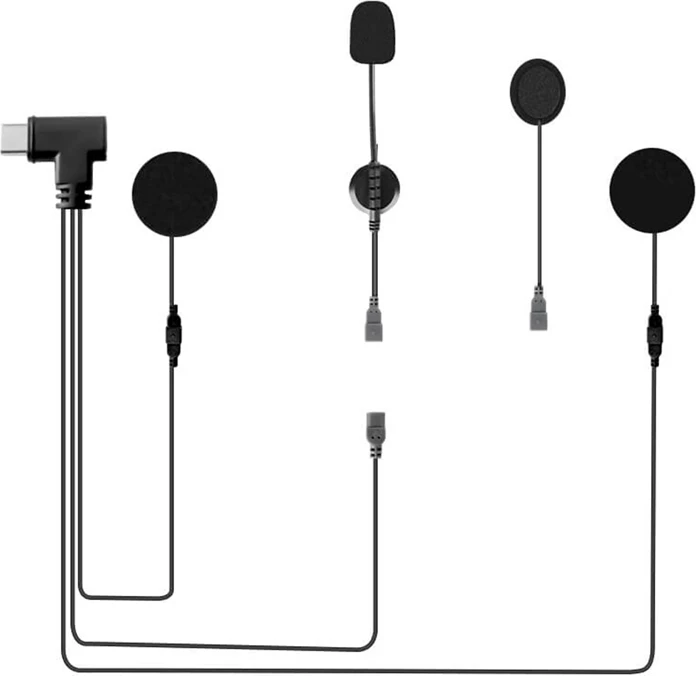 Kufje për helmetë moto EJEAS HIFI-M3, USB-C, për interkom K1/MS8/MS20, e zezë, set me 2 mikrofona