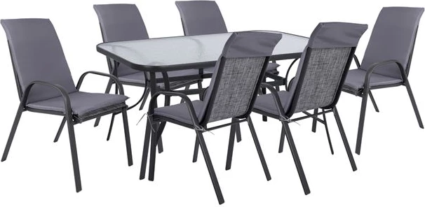 Tavolinë me karrige, 7 pjesë, jastëk & tavolinë 150x90 FH10572.01 Gri