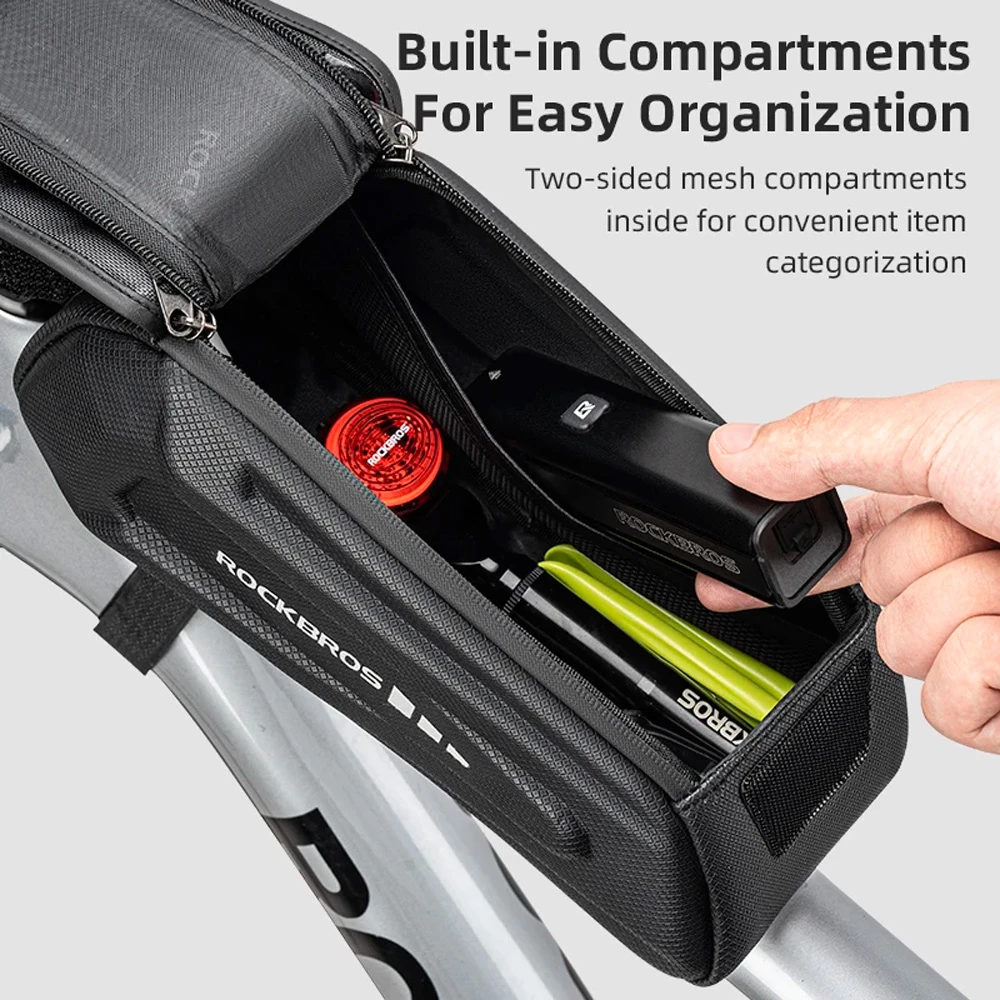 Çantë kornize për biçikletë Rockbros 30120064001 me mbështjellës telefoni, 1.7L, e zezë