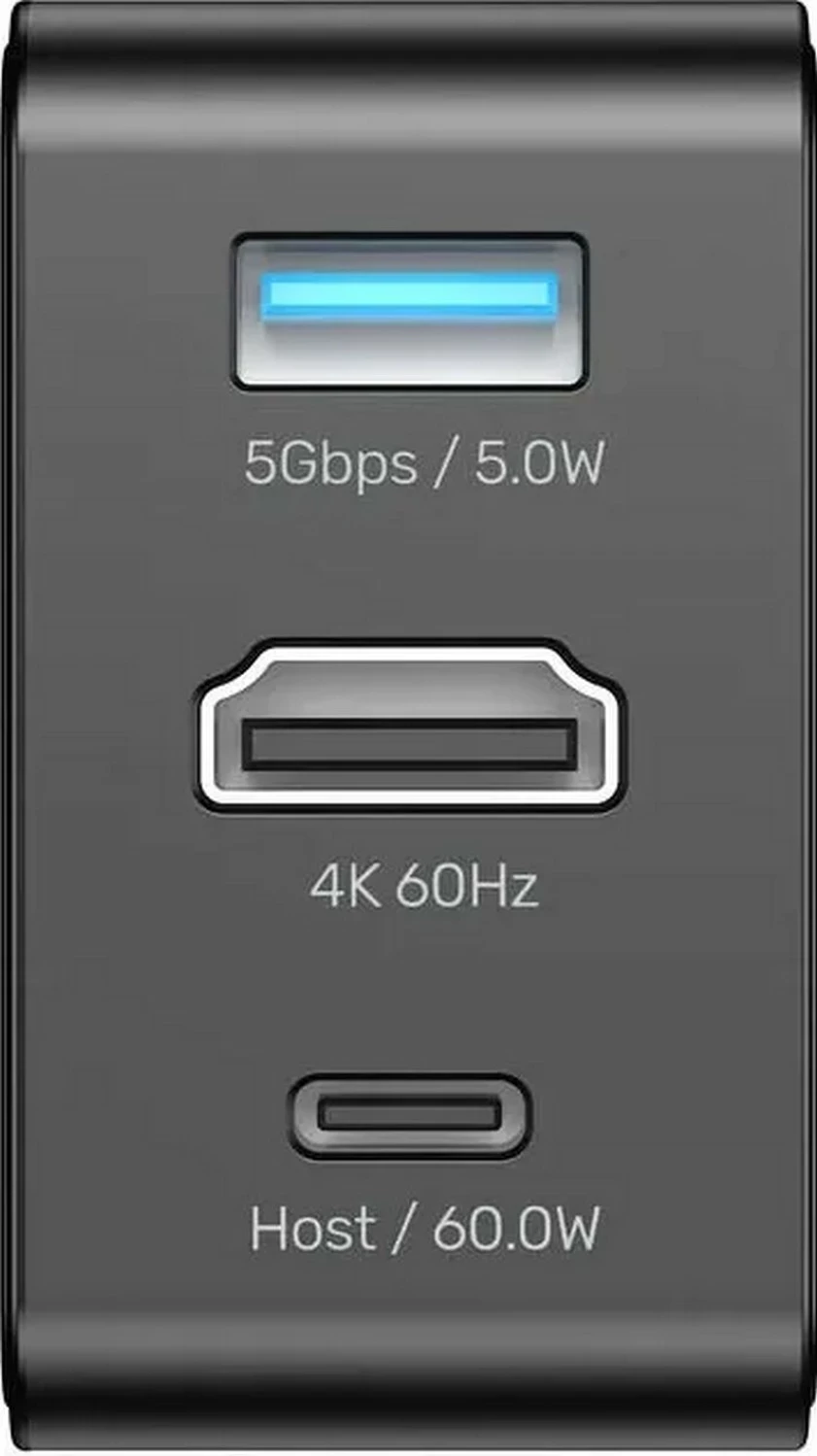 Karikues udhëtimi Unitek Travel Tri Pro GaN, 65W PD, HDMI 4K@60Hz, USB-C/USB-A, i zi