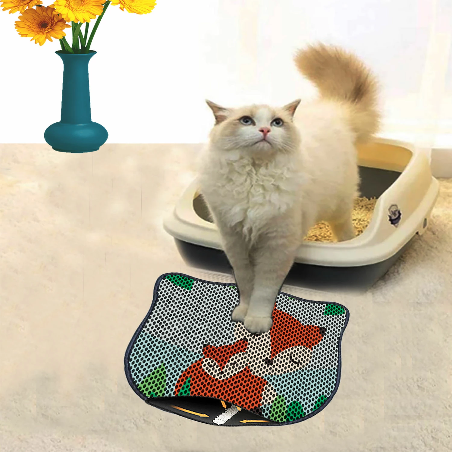 Tapet për rërë mace, shumëngjyrësh, Paws & Whiskers, Kdkafa0097, 40x50cm