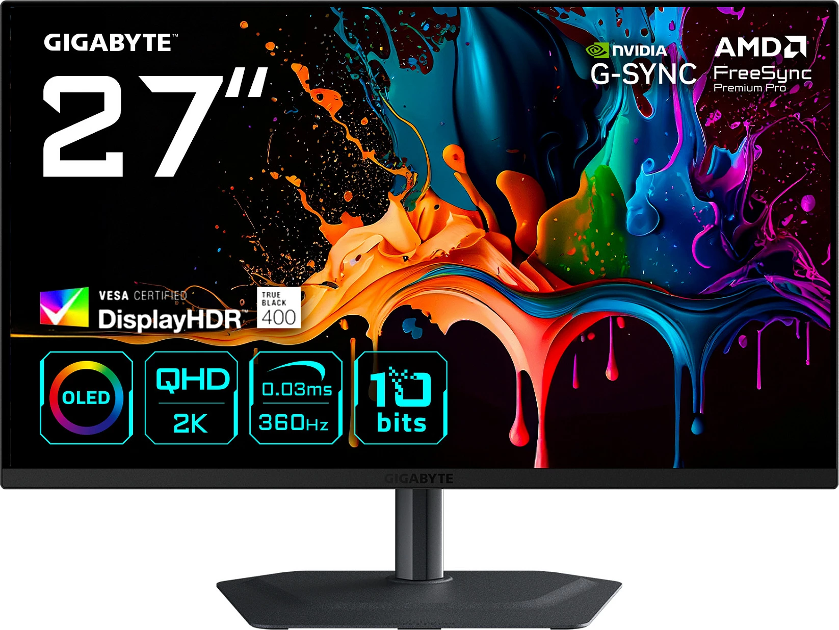 Monitor Gigabyte MO27Q3, 27" WQHD (2560x1440), QD-OLED, 360Hz, 0.03ms, HDR, USB-C, e zezë