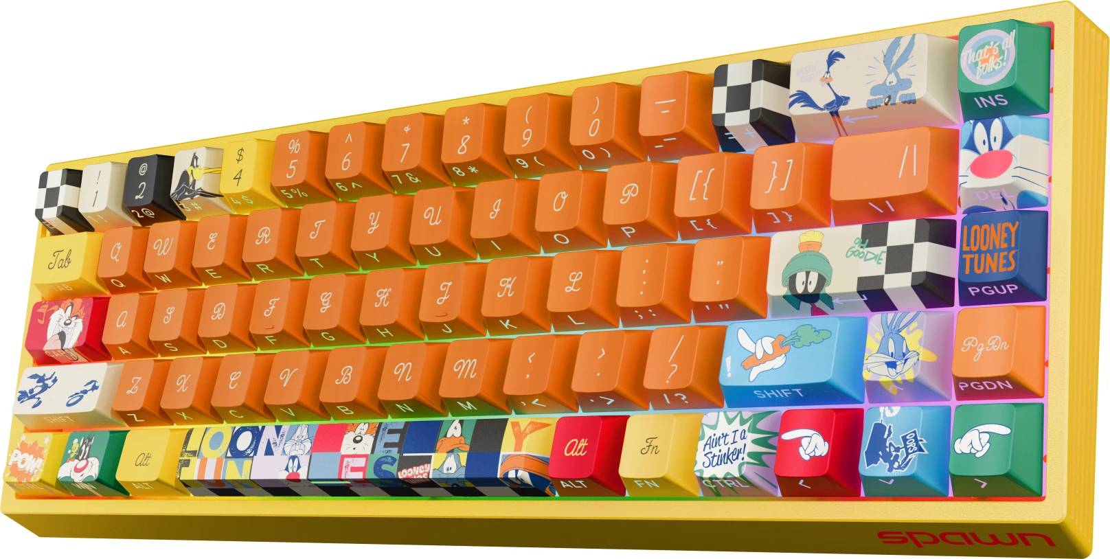 Tastierë gaming mekanike Spawn Looney Tunes 68 tasta RGB USB-C, shumëngjyrëshe