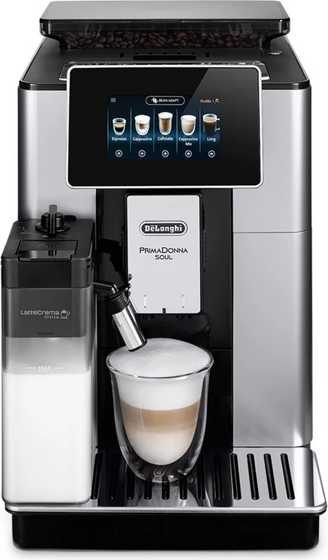 makinë kafeje automatike De'Longhi PrimaDonna Soul ECAM610.55.SB, ekran me prekje, sistem qumështi, Silver/Black