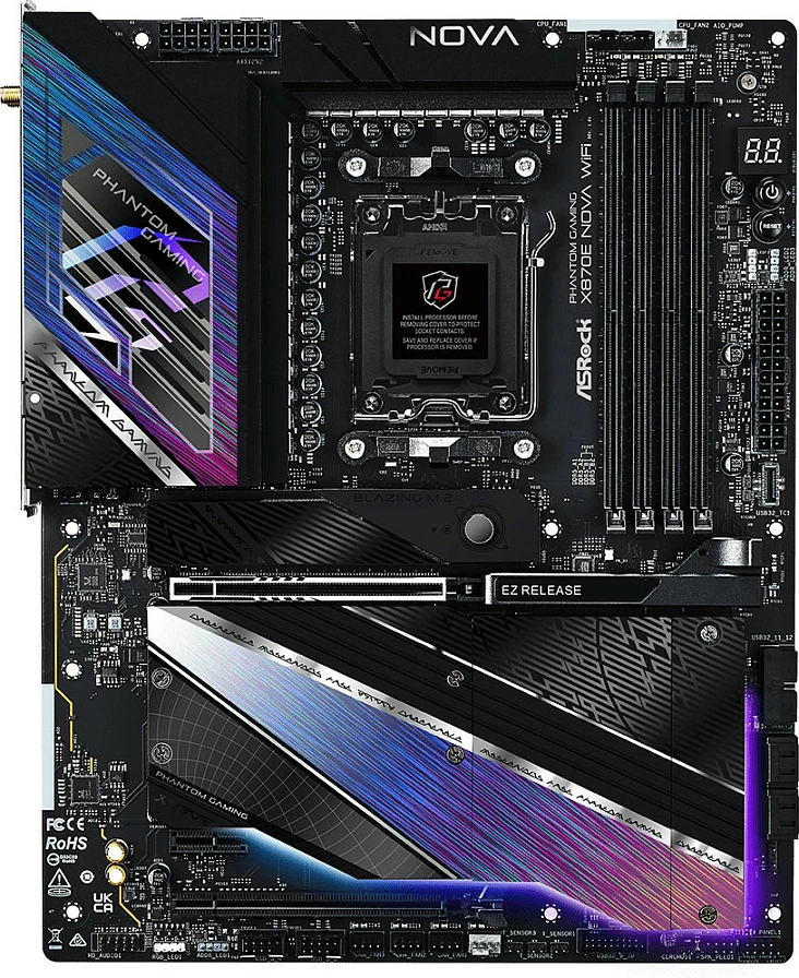 Pllakë amë ASRock MK X870E NOVA WIFI, AMD, Socket AM5, DDR5-SDRAM, 256 GB, E zezë