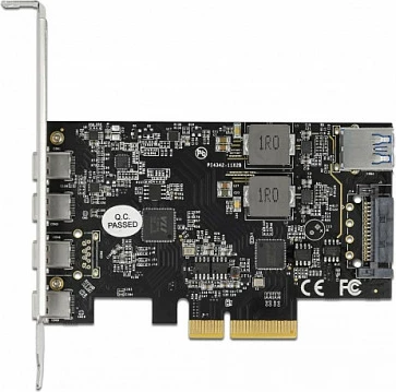 Kartë zgjerimi PCIe DeLOCK, 4x USB-C + 1x USB-A, USB 3.2 Gen2 10Gbps, low-profile