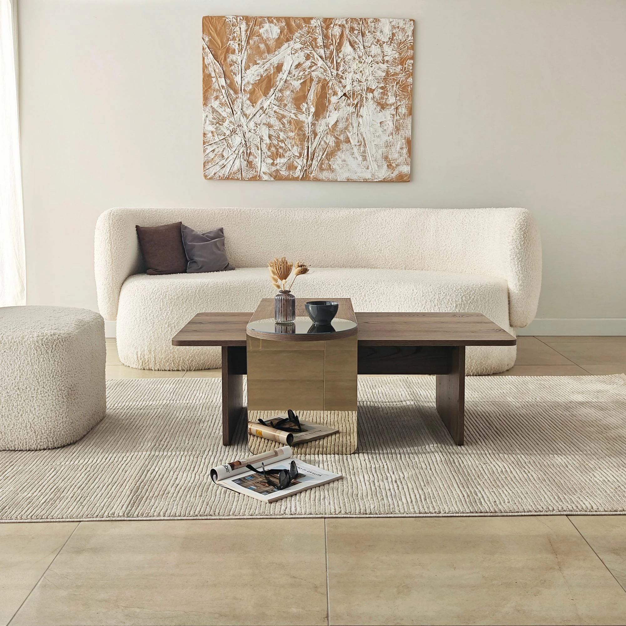 Set tavolinash për kafe Skye Decor, Luna 2, bronzie, arrë
