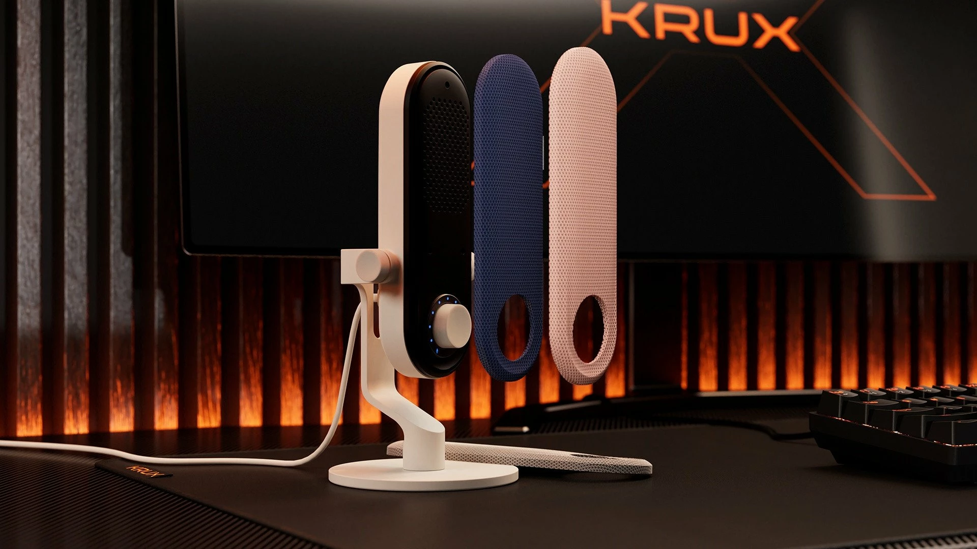 Mikrofon USB Krux Pin KRXC019, kardioid, dalje 3.5mm për monitorim, USB-C me adaptor USB-A, i bardhë