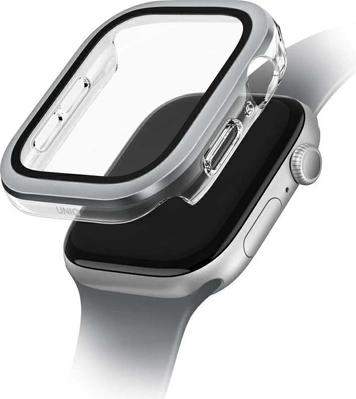 Mbështjellës UNIQ Voute për Apple Watch Series 10, 42mm, xham i temperuar, argjendtë