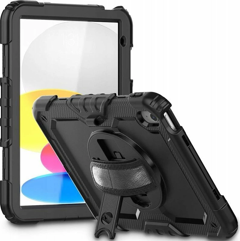 Mbështjellës për tablet Tech-Protect Solid360 për Apple iPad 10.9\" 2022 (A2696/A2757/A2777), me rrip shpatulle dhe rrip dore, i zi