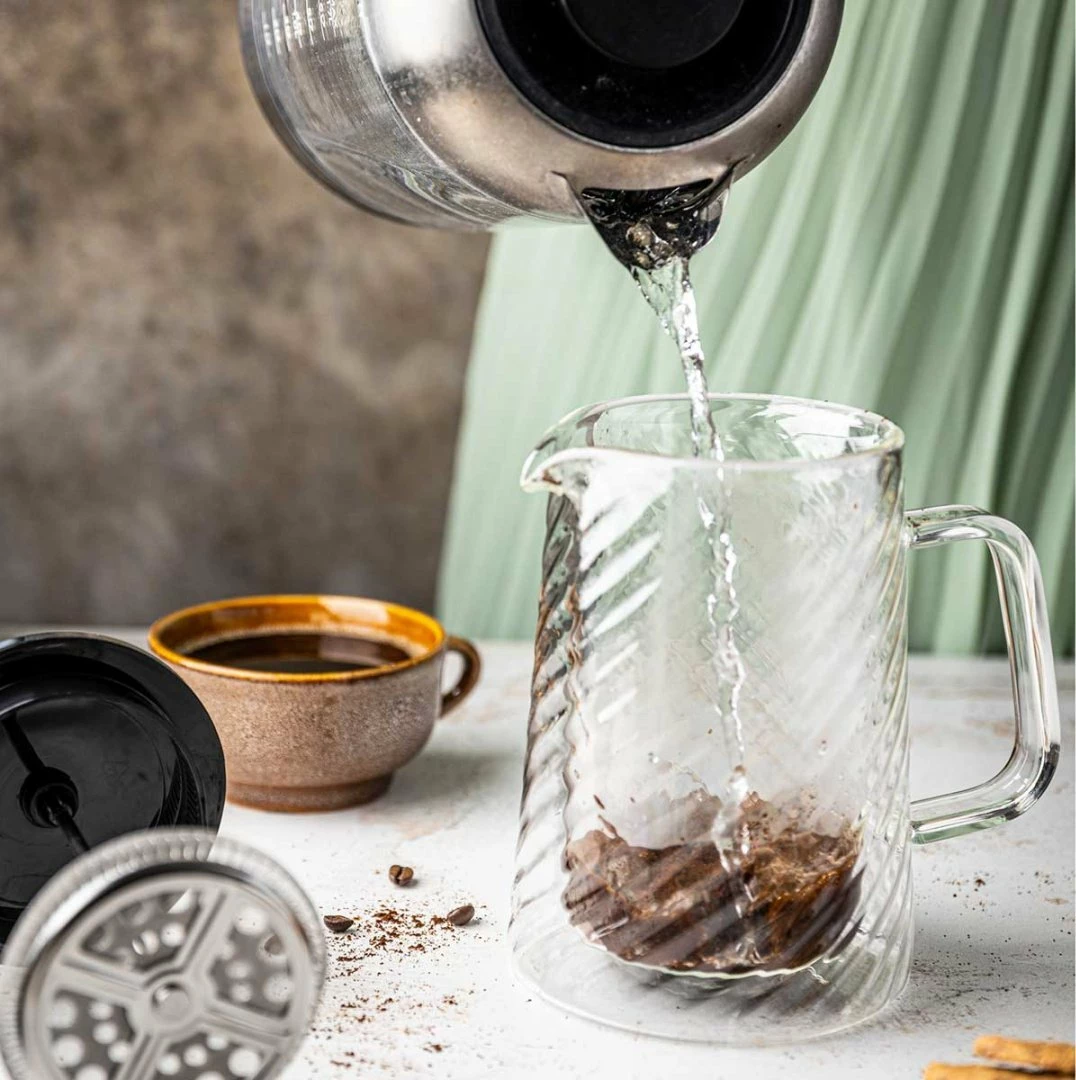 French press Klausberg KB-7763 600ml me mur të dyfishtë xham borosilikat filtër inox, kapak rose gold