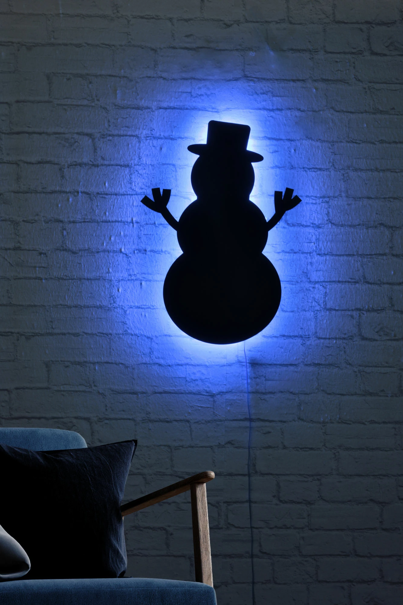 Dritë dekorative LED, formë dordoleci, ngjyrë blu, Wallity Snowman 2, 25x35cm